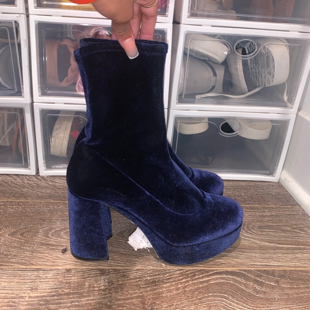 Miu Miu velvet platform booties 🤍